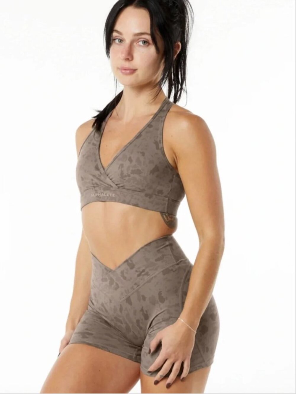 ALPHALETE Surface Power Shorts in Pebble Mocha 5" Inseam